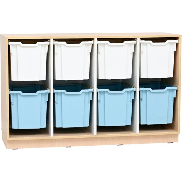 Regal M + 8 Behälter Jumbo, weiss/hellblau (Quadro 193)