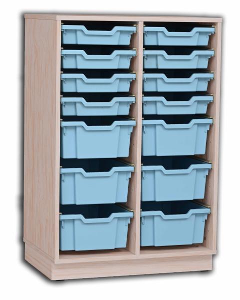 Regal M+ + 14 hellblaue Behälter (Quadro 206)