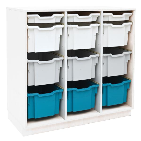 Regal M+ + 12 diverse Behälter - weiss (Quadro 290W)