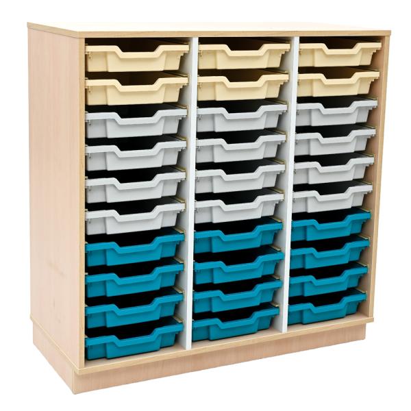 Regal M+ + 30 flache Behälter, B 104 (Quadro 305)