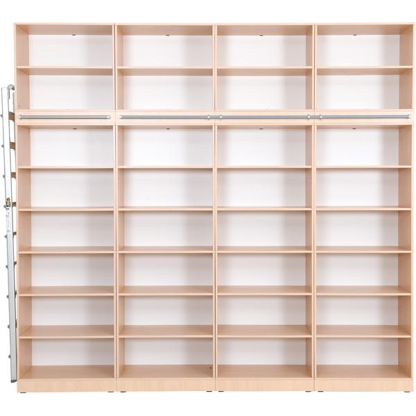Regalwand mit Leiter, T 48, 4-reihig - Ahorn (Grande 25)