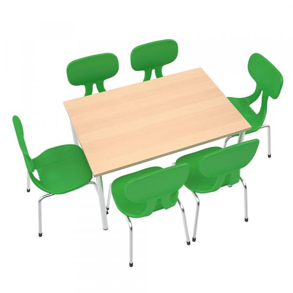 Set Nr. 56 - Gr. 6, Tisch MILA 120x80 mit Stühlen Colores, grün, SH 46 cm