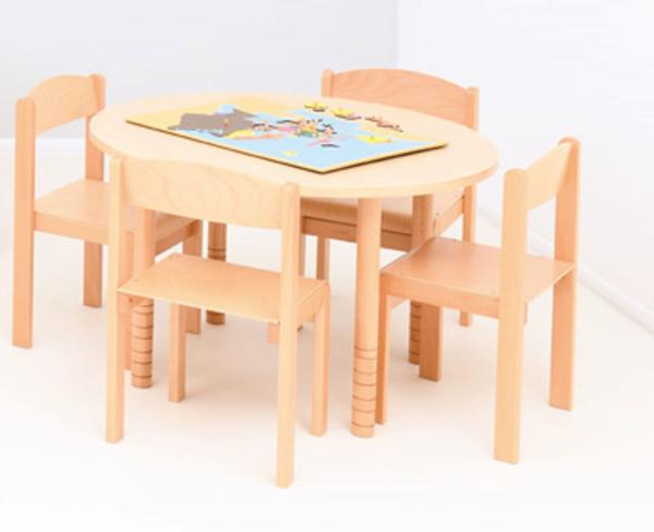 Set Nr. 99 - Gr. 1, Tisch Flexi, HPL Buche, mit Stühlen, SH 26 cm