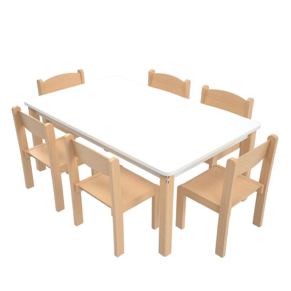 Weisser rechteckiger Tisch mit 6 Stühlen Philip
