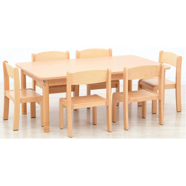 Set Nr. 2 - Gr. 2, Tisch rechteckig mit 6 Stühlen Philip, , Sitzhöhe 31 cm