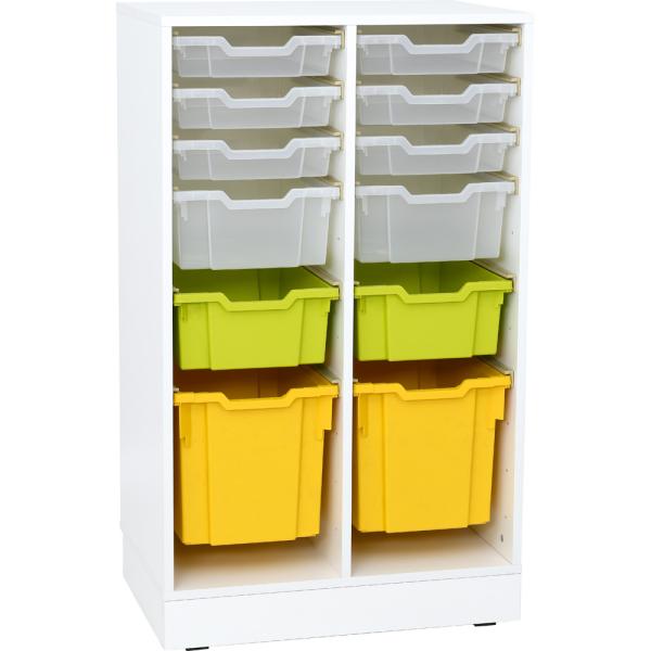 Regal L, B 70, mit 12 Behältern - weiss - gelb/hellgrün/transparent (Grande 33)