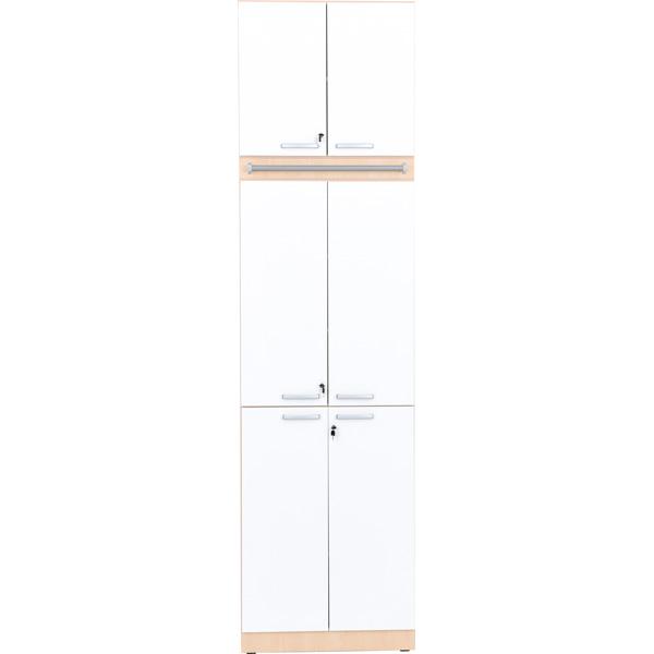 Schrankwand, T 48, 1-reihig - Ahorn, Türen weiss (Grande 42)