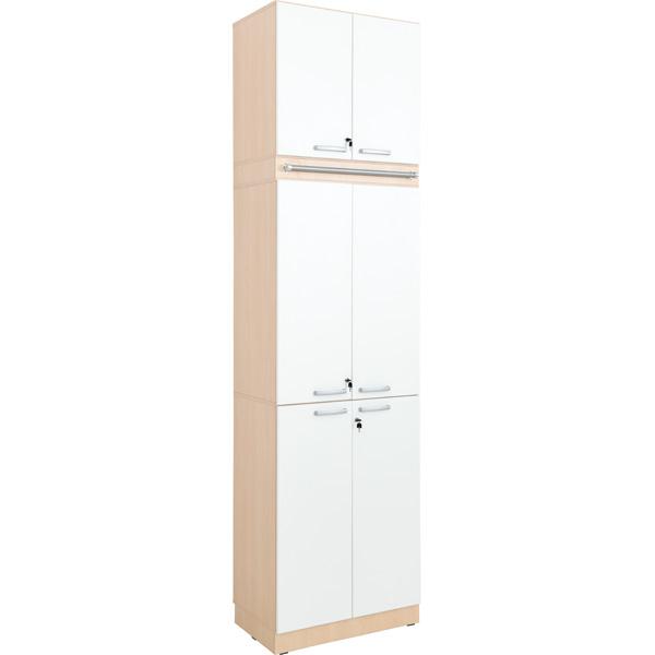 Schrankwand, T 48, 1-reihig - Ahorn, Türen weiss (Grande 42)