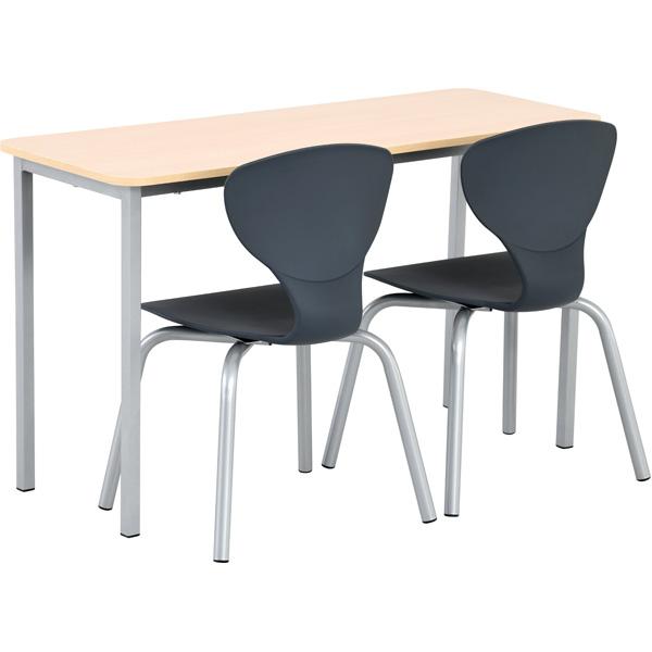 Set Nr. 113 - Gr. 6, Doppeltisch Forte mit Stühlen Flexi, Tischhöhe 76 cm
