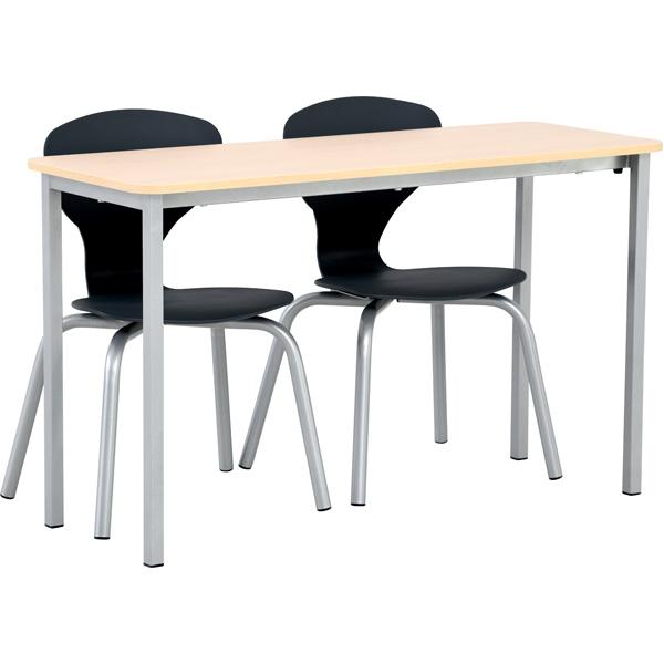 Set Nr. 113 - Gr. 6, Doppeltisch Forte mit Stühlen Flexi, Tischhöhe 76 cm