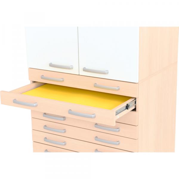 Hochschrank mit Schubladen, H 187, T 60 - Ahorn, Türen weiss (Grande 69)