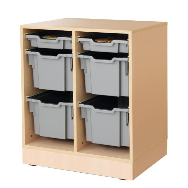 Regal M, B 70, mit 6 Behältern - Ahorn - silberfarben (Grande 75)