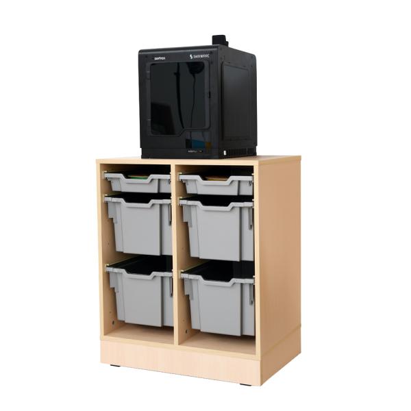 Regal M, B 70, mit 6 Behältern - Ahorn - silberfarben (Grande 75)