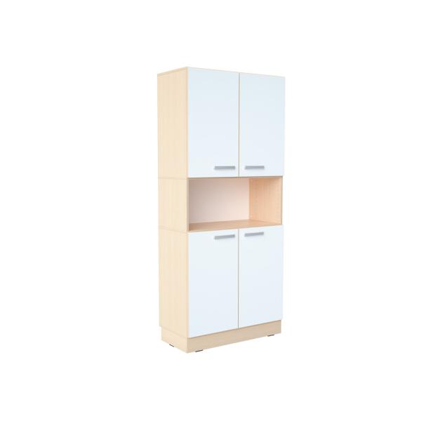 Hochschrank, H 187, T 38 - Ahorn, Türen weiss (Grande 90)