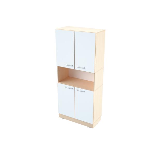 Hochschrank, H 187, T 38 - Ahorn, Türen weiss (Grande 90)