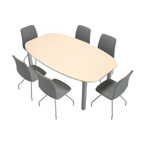 Set Nr. 178 - Konferenztisch Grande, oval 200x120, mit Stühlen Presto