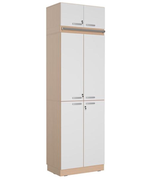 Regalwand, T 48, H 269, 1-reihig - Ahorn, Türen weiss (Grande 112)