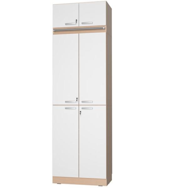 Regalwand, T 48, H 269, 1-reihig - Ahorn, Türen weiss (Grande 112)