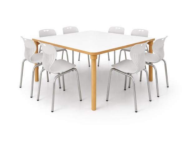 Set Nr. 254 - Gr. 5, Tisch Marcus, (120 x 120 cm, weiss), mit Stühlen Kapi, SH 43 cm