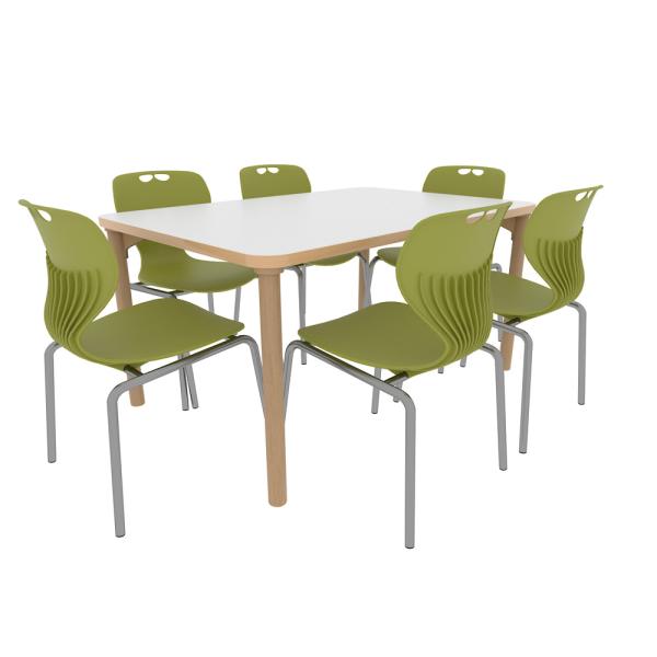 Set Nr. 258 - Gr. 4, Tisch Marcus, (120 x 80 cm, grau), mit Stühlen Kapi, SH 38 cm
