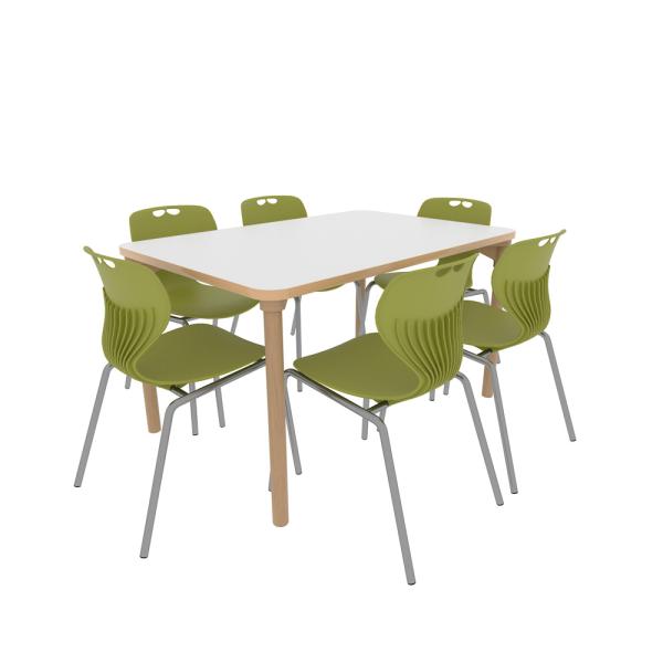 Set Nr. 259 - Gr. 5, Tisch Marcus, (120 x 80 cm, grau), mit Stühlen Kapi, SH 43 cm