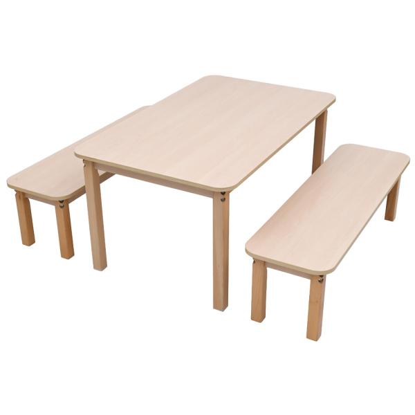 Set Nr. 260 - Gr. 3, Tisch Klassik, (120 x 80 cm, Ahorn), mit Sitzbänken SH 35 cm