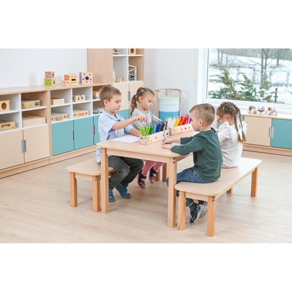 Set Nr. 260 - Gr. 3, Tisch Klassik, (120 x 80 cm, Ahorn), mit Sitzbänken SH 35 cm