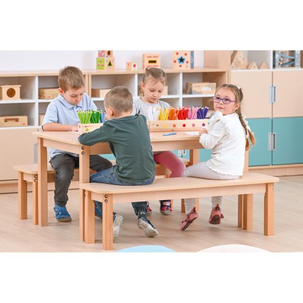 Set Nr. 260 - Gr. 3, Tisch Klassik, (120 x 80 cm, Ahorn), mit Sitzbänken SH 35 cm