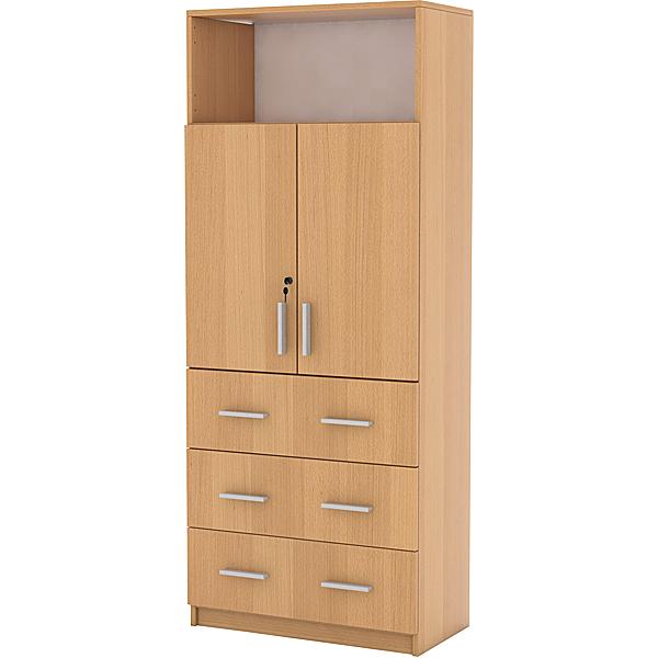 EXPO Schrank 185, mit 3 Schubladen und Ablagefach, Buche