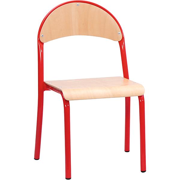 Stuhl P 3, Sitzhöhe 35 cm, für Tischhöhe 59 cm - rot - Buche