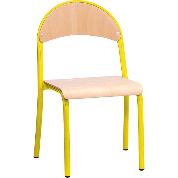 Stuhl P 3, Sitzhöhe 35 cm, für Tischhöhe 59 cm - gelb - Buche