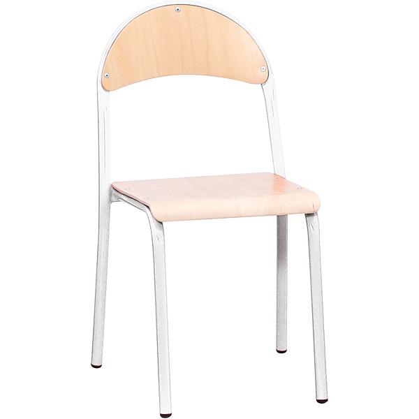 Stuhl P 4, Sitzhöhe 38 cm, für Tischhöhe 64 cm - alufarben - Buche