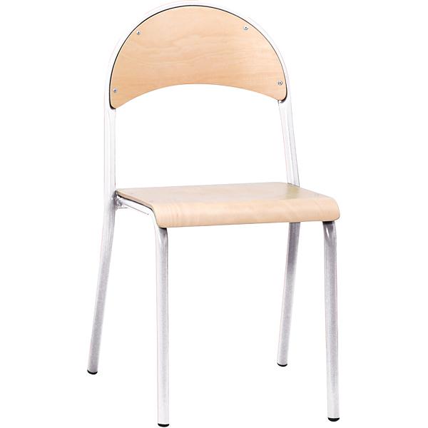 Stuhl P 6, Sitzhöhe 46 cm, für Tischhöhe 76 cm - alufarbig - Buche