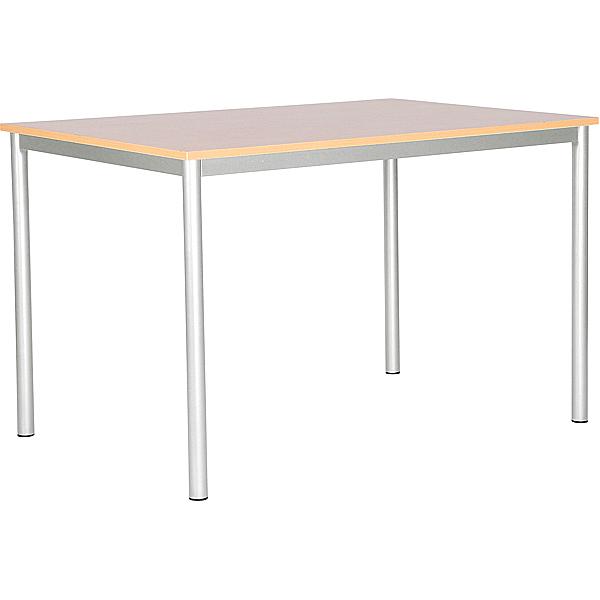 MILA Tisch 120x80, Tischhöhe 59 cm, gerade Ecken - alufarben - Ahorn