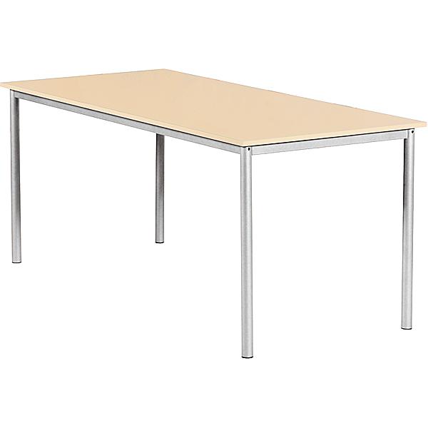 MILA Tisch 160x80, Tischhöhe 59 cm, gerade Ecken - alufarben - Ahorn