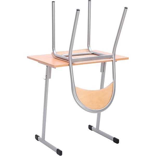 Stuhl P 6, Sitzhöhe 46 cm, für Tischhöhe 76 cm - alufarbig - Buche