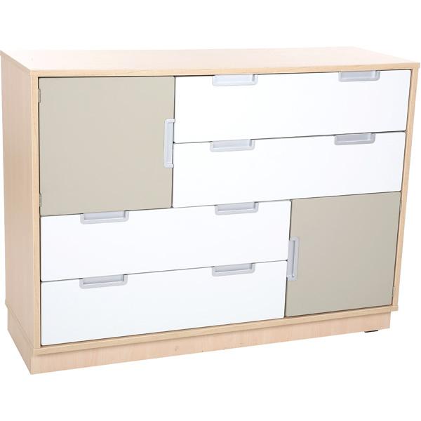 Asymmetrischer Schrank M, B 116 - weiss/grau (Quadro 39-180°)