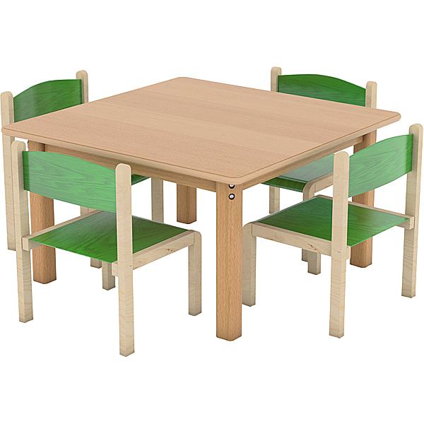 Set Nr. 3 - HPL-beschichteter Tisch mit Stühlen, Grösse 1