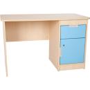 Schreibtisch Quadro mit Schublade und Tür - hellblau