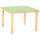 Quadratischer Tisch Flexi, höhenverstellbar 40-58 cm, grün