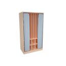 Kombischrank für 10 Matten und Decken, mit Vorhang, grau