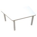 Flexi Trapezförmiger Tisch, 120 x 80 x 80 x 80, hvstb. 40-58 cm, HPL weiss