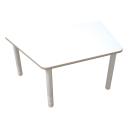 Flexi Trapezförmiger Tisch, 120 x 80 x 80 x 80, hvstb. 58-76 cm, HPL weiss
