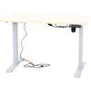 Elektrisch hvstb. Tisch Hugo, 115 x 65 cm, TH 70-117 cm - alufarben - Ahorn Jylland
