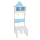 Garderobe Häuschen 2 mit Gestell, Fachbreite: 30 cm, Sitzhöhe: 34,5 cm, weiss, hellblau
