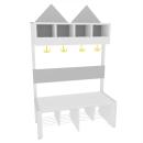 Garderobe Häuschen 4 mit Gestell, Fachbreite: 30 cm, Sitzhöhe: 34,5 cm, weiss, grau