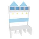 Garderobe Häuschen 4 mit Gestell, Fachbreite: 30 cm, Sitzhöhe: 34,5 cm, weiss, hellblau