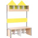 Garderobe Häuschen 4 mit Gestell, Fachbreite: 30 cm, Sitzhöhe: 34,5 cm, Ahorn, gelb