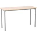 Doppeltisch Forte 6, Tischhöhe 76 cm, abgerundete Ecken - alufarben - Ahorn