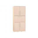 Echtholz Hochschrank H 192 cm, mit Sekretär (Fronten Birke, Bügelgriff, abschliessbar)